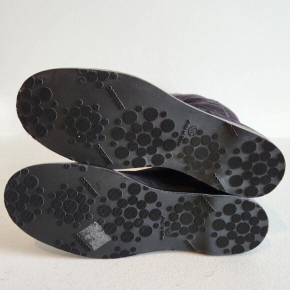 Jimmy Choo "Yam" Metallic-Suede Fur-Lined Over-The-Knee Boots, Black Metallic - Picture 6 of 6